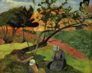 Paul Gauguin : Landscape with Two Breton Girls
